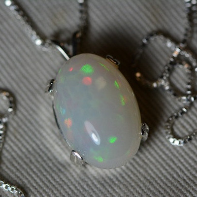 Opal Necklace, 7.61 Carat Solid Opal Pendant Appraised at 2,300.00, Sterling Silver, Blue Green Orange Pink Rainbow Honeycomb Flash Pattern