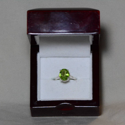 Peridot Ring, Natural Peridot Solitaire Ring 3.76 Carats Appraised At 375.00 Sterling Silver, Natural August Birthstone, Certified