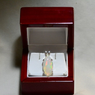 Pink Orange Green 6.73 Carat Solid Opal Pendant Appraised at 1,850.00