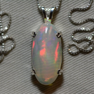 Pink Orange Green 6.73 Carat Solid Opal Pendant Appraised at 1,850.00