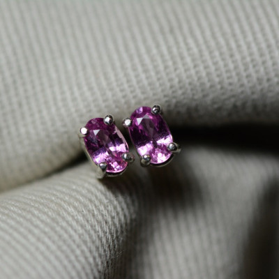 Pink Sapphire Earrings, Sapphire Stud Earrings 0.64 Carat Appraised at 550.00, September Birthstone, Genuine Sapphire Jewellery, Oval Cut