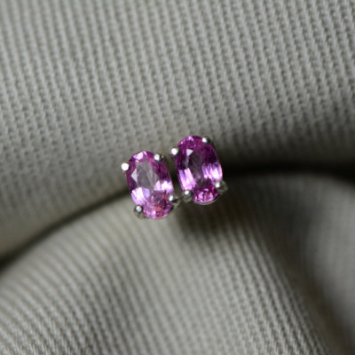 Pink Sapphire Earrings, Sapphire Stud Earrings 0.65 Carat Appraised at 550.00, September Birthstone, Genuine Sapphire Jewellery, Oval Cut