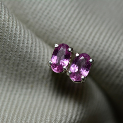 Pink Sapphire Earrings, Sapphire Stud Earrings 0.67 Carat Appraised at 550.00, September Birthstone, Genuine Sapphire Jewellery, Oval Cut