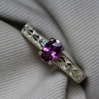 Pink Sapphire Ring, Certified Fancy Pink VS Clarity Sapphire Ring 0.75 Carats Appraised at 750.00, Sterling Silver, Size 7