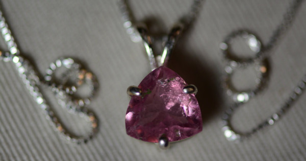 Trillion Pink Sapphire Pendant Necklace - Turgeon Raine