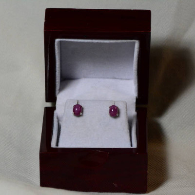 Ruby Earrings, Red Ruby Cabochon Earrings 2.01 Carats Appraised at 900.00, July Birthstone, Real Ruby Jewelry, Sterling Silver, Certified