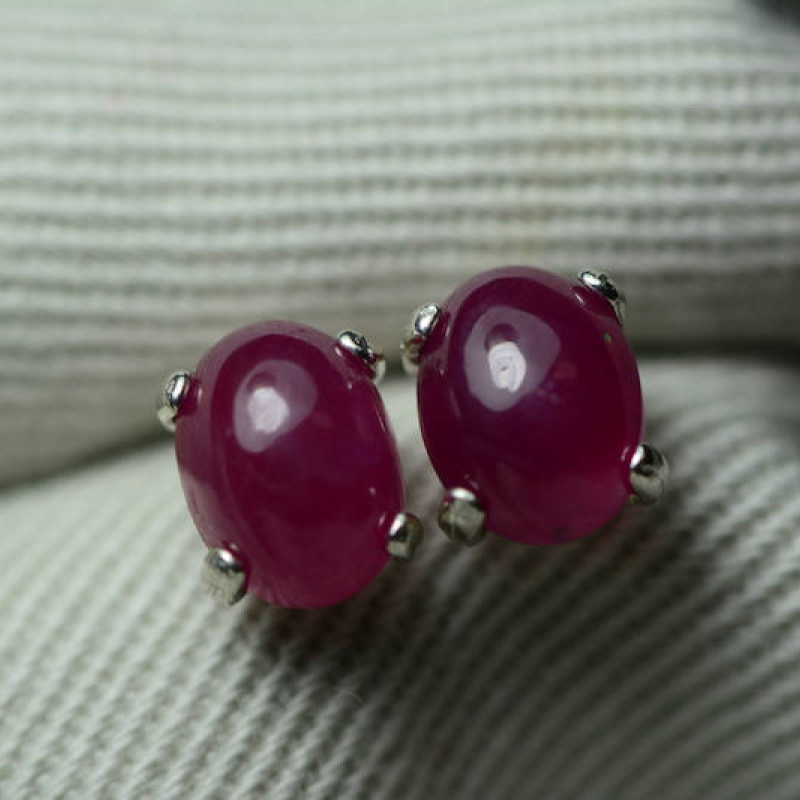 Vintage Cabochon Pink Tourmaline and Rose cut Diamond Dangle Earrings–  Gloria's Jewelers