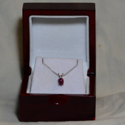 Ruby Necklace, Certified Natural 1.03 Carat Ruby Cabochon Pendant Appraised at 450.00, July Birthstone, Sterling Silver, Red Ruby Cab