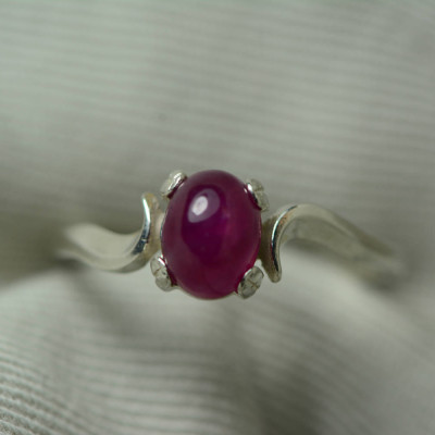 Ruby Ring, Red Ruby Cabochon Ring 1.64 Carat Appraised at 725.00, July Birthstone, Real Ruby Jewelry, Sterling Silver Size 7, Certified