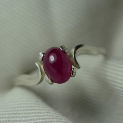 Ruby Ring, Red Ruby Cabochon Ring 1.76 Carat Appraised at 800.00, July Birthstone, Real Ruby Jewelry, Sterling Silver Size 7, Certified