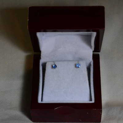 Sapphire Earrings, Blue Sapphire Stud Earrings 0.51 Carat Appraised at 425.00, September Birthstone, Certified Sterling Silver Jewellery