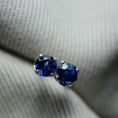 Sapphire Earrings, Blue Sapphire Stud Earrings 0.54 Carat Appraised at 450.00, September Birthstone, Certified Sterling Silver Jewellery