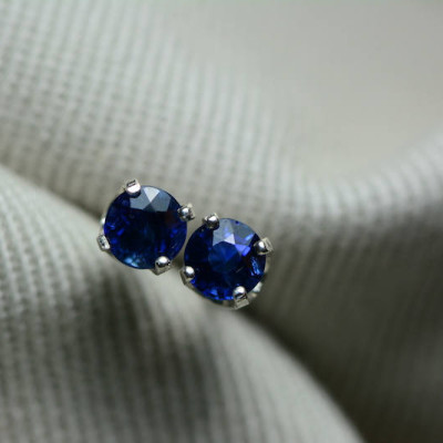 Sapphire Earrings, Blue Sapphire Stud Earrings 0.55 Carat Appraised at 450.00, September Birthstone, Certified Sterling Silver Jewellery