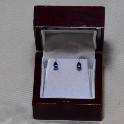 Sapphire Earrings, Blue Sapphire Stud Earrings 0.94 Carat Certified 750.00, September Birthstone, Natural Jewelry, Pear Cut, Sterling Silver