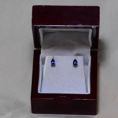 Sapphire Earrings, Blue Sapphire Stud Earrings 1.17 Carat Certified 925.00, September Birthstone, Natural Jewelry, Pear Cut, Sterling Silver