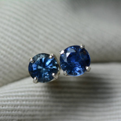 Sapphire Earrings, Blue Sapphire Stud Earrings 1.19 Carat Appraised at 950.00, September Birthstone, Certified Sterling Silver Jewellery