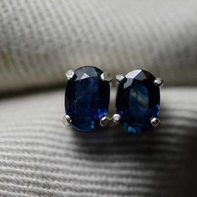 Sapphire Earrings, Blue Sapphire Stud Earrings 1.21 Carat Appraised at 950.00, September Birthstone, Natural Sapphire Jewellery, Oval Cut