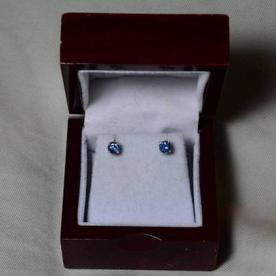Sapphire Earrings, Blue Sapphire Stud Earrings 1.28 Carat Appraised at 1,025.00, September Birthstone, Certified Sterling Silver Jewellery