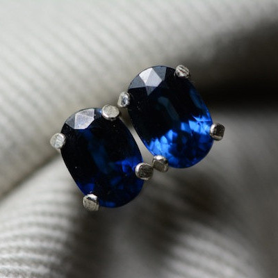 Sapphire Earrings, Blue Sapphire Stud Earrings 1.45 Carat Appraised at 1150.00, September Birthstone, Genuine Sapphire Jewellery, Oval Cut