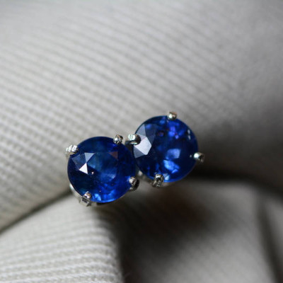 Sapphire Earrings, Blue Sapphire Stud Earrings 1.46 Carat Appraised at 1,150.00, September Birthstone, Certified Sterling Silver Jewellery
