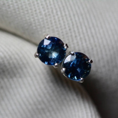 Sapphire Earrings, Blue Sapphire Stud Earrings 1.58 Carat Appraised at 1,250.00, September Birthstone, Certified Sterling Silver Jewellery