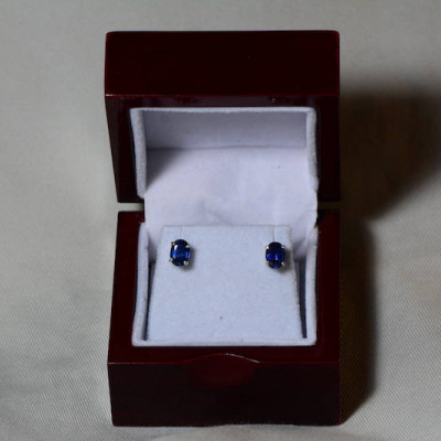 Sapphire Earrings, Blue Sapphire Stud Earrings 1.85 Carat Appraised at 1,475.00, September Birthstone, Certified Sterling Silver Jewellery