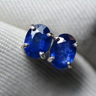 Sapphire Earrings, Blue Sapphire Stud Earrings 1.92 Carat Appraised at 1,525.00, September Birthstone, Certified Sterling Silver Jewellery