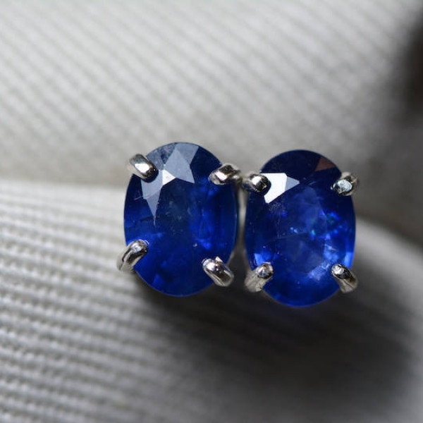 Sapphire Earrings, Blue Sapphire Stud Earrings 1.92 Carat Appraised at 1,525.00, September Birthstone, Certified Sterling Silver Jewellery
