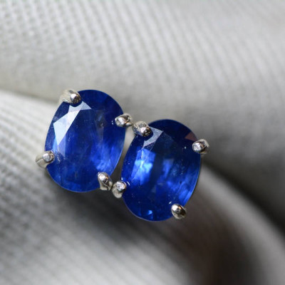 Sapphire Earrings, Blue Sapphire Stud Earrings 1.94 Carat Appraised at 1,550.00, September Birthstone, Certified Sterling Silver Jewellery