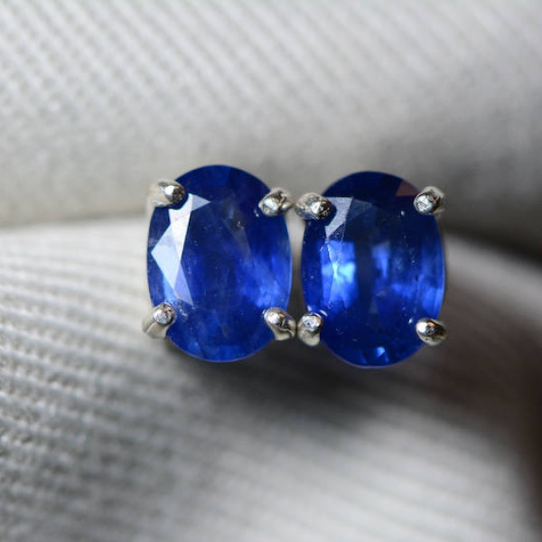 Sapphire Earrings, Blue Sapphire Stud Earrings 1.94 Carat Appraised at 1,550.00, September Birthstone, Certified Sterling Silver Jewellery