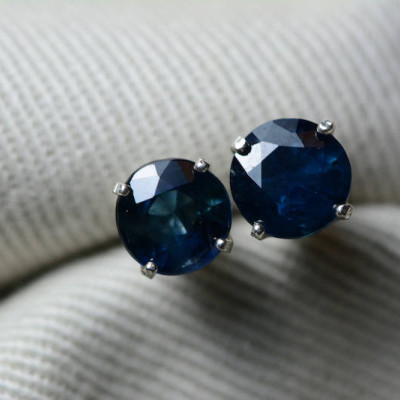 Sapphire Earrings, Blue Sapphire Stud Earrings 2.00 Carat Appraised at 1,600.00, September Birthstone, Certified Sterling Silver Jewellery