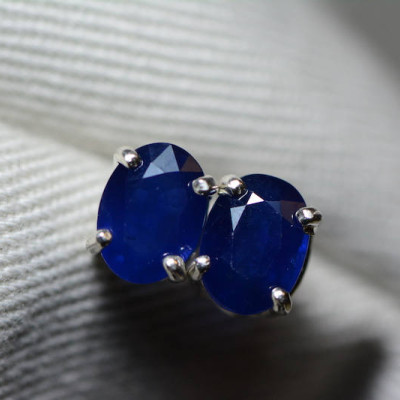 Sapphire Earrings, Blue Sapphire Stud Earrings 2.08 Carat Appraised at 1,650.00, September Birthstone, Real Genuine Natural Jewelry