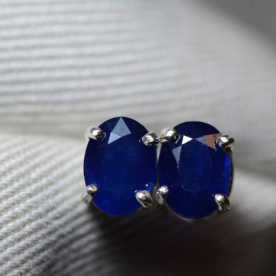 Sapphire Earrings, Blue Sapphire Stud Earrings 2.08 Carat Appraised at 1,650.00, September Birthstone, Real Genuine Natural Jewelry