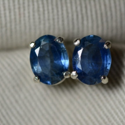 Sapphire Earrings, Fabulous 2.65 Carat Blue Sapphire Stud Earrings Appraised at 1,450.00, Sterling Silver, Certified, September Birthstone