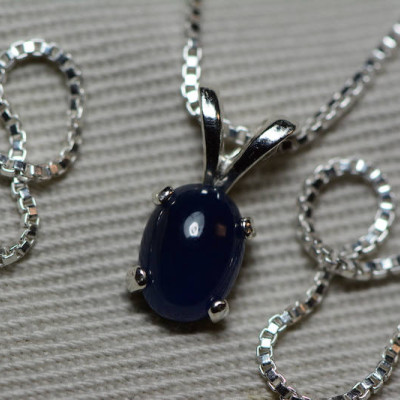 Sapphire Necklace, Blue Sapphire Cabochon Pendant 1.06 Carat Appraised at 450.00, September Birthstone, Real Sapphire, Sterling Silver