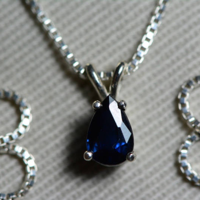 Sapphire Necklace, Blue Sapphire Pendant 0.57 Carat Appraised at 450.00, September Birthstone, Genuine Sapphire Jewellery, Pear Cut
