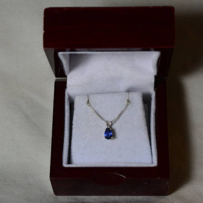 Sapphire Necklace, Blue Sapphire Pendant 0.57 Carat Appraised at 450.00, September Birthstone, Genuine Sapphire Jewellery, Pear Cut