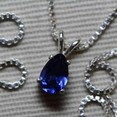 Sapphire Necklace, Blue Sapphire Pendant 0.63 Carat Appraised at 500.00, September Birthstone, Genuine Sapphire Jewellery, Pear Cut