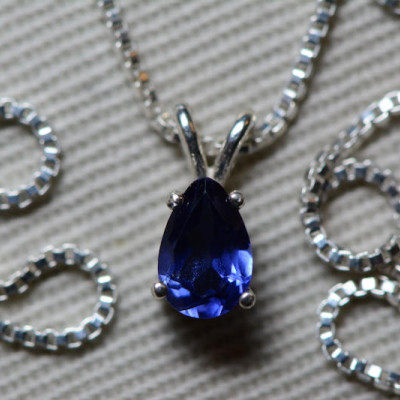 Sapphire Necklace, Blue Sapphire Pendant 0.63 Carat Appraised at 500.00, September Birthstone, Genuine Sapphire Jewellery, Pear Cut