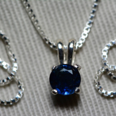 Sapphire Necklace, Blue Sapphire Pendant 0.70 Carat Appraised at 550.00, September Birthstone, Genuine Sapphire Jewellery, Round Cut