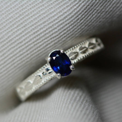 Sapphire Ring, Blue Sapphire Solitaire Ring 0.60 Carat Appraised at 500.00, September Birthstone, Natural Sapphire Jewelry, Oval Cut
