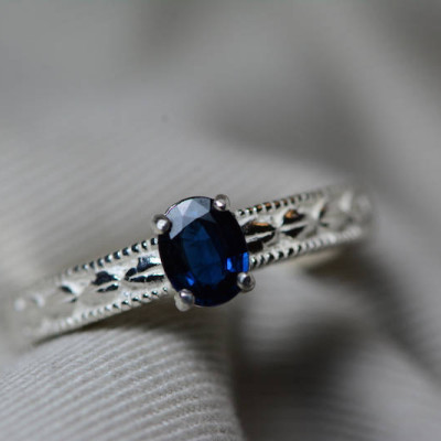 Sapphire Ring, Blue Sapphire Solitaire Ring 0.62 Carat Appraised at 500.00, September Birthstone, Natural Sapphire Jewelry, Oval Cut