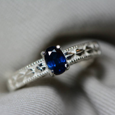 Sapphire Ring, Blue Sapphire Solitaire Ring 0.66 Carat Appraised at 525.00, September Birthstone, Natural Sapphire Jewelry, Oval Cut