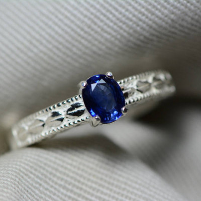 Sapphire Ring, Blue Sapphire Solitaire Ring 0.67 Carat Appraised at 525.00, September Birthstone, Natural Sapphire Jewelry, Oval Cut