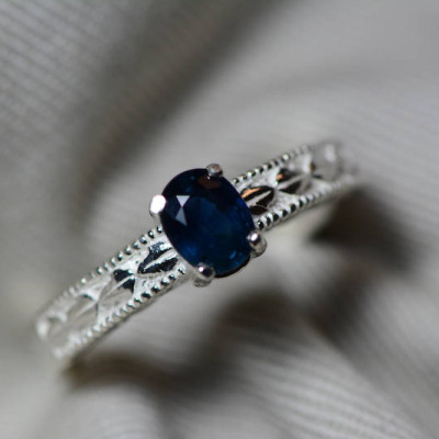 Sapphire Ring, Blue Sapphire Solitaire Ring 0.73 Carat Appraised at 600.00, September Birthstone, Natural Sapphire Jewelry, Oval Cut