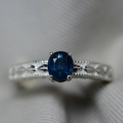Sapphire Ring, Blue Sapphire Solitaire Ring 0.76 Carat Appraised at 600.00, September Birthstone, Natural Sapphire Jewelry, Oval Cut