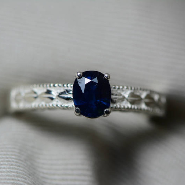 Sapphire Ring, Blue Sapphire Solitaire Ring 0.79 Carat Appraised at 625.00, September Birthstone, Natural Sapphire Jewelry, Oval Cut