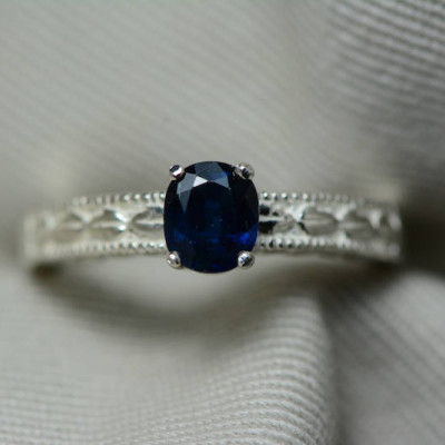 Sapphire Ring, Blue Sapphire Solitaire Ring 0.82 Carat Appraised at 650.00, September Birthstone, Natural Sapphire Jewelry, Oval Cut