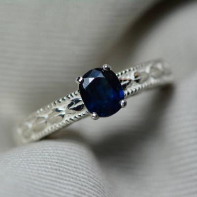 Sapphire Ring, Blue Sapphire Solitaire Ring 0.82 Carat Appraised at 650.00, September Birthstone, Natural Sapphire Jewelry, Oval Cut