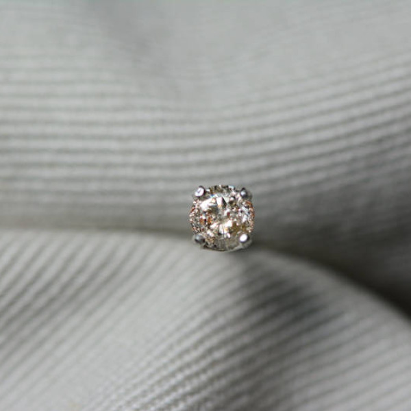Single Diamond Stud Earring, 0.18 Carat Natural Diamond Earring, Sterling Silver, Genuine Real Diamond, Earth Mined Diamond